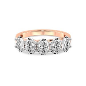 Anillo Serene Ovalado con Cinco Diamantes Cultivados en Laboratorio de 0.50 Ct Tw, Oro Sólido de 14K, Color FG, Claridad VS, 5 Diamantes con Facetas Alargadas Brillantes - Product Image 2