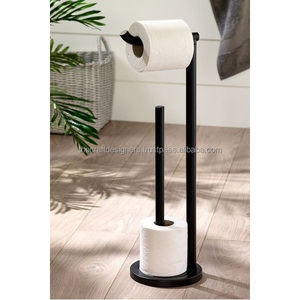 Porte-papier toilette sur pied en fer de qualité supérieure, fabriqué en fer de haute qualité, assurant un équilibre robuste - Product Image 5