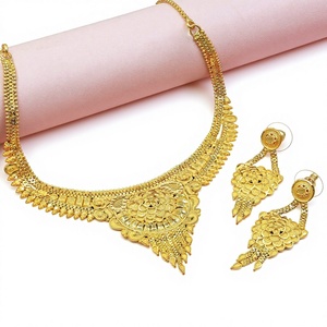 สร้อยคอทองชุบแบบสั้น 14K 18K 24K ขายส่ง, ชุดเครื่องประดับแฟชั่นทองเหลืองชุบทอง, ชุดเครื่องประดับดีไซน์ดั้งเดิม - Product Image 2