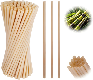 Pailles jetables biodégradables en plastique PLA, pailles jetables en bagasse de canne à sucre populaires, compostables, pour les fêtes - Product Image 1