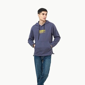 Sudadera con Capucha Unisex Azul Marino, 100% Algodón, Corte Regular, Color Sólido Informal, Tejido de Felpa, Ropa de Invierno, Bolsillo Delantero - Product Image 2