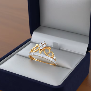 Bague de fiançailles luxueuse en or avec couronne de princesse et diamants étincelants pour femme, bijoux de mariage, cadeau - Product Image 3