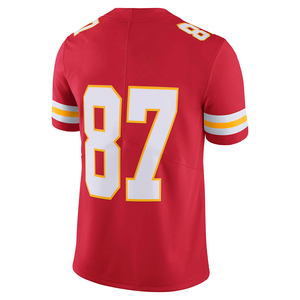 Red American Football Jersey V-Neck Short Sleeve Number 87 Screen Printing Moisture Wicking for Men - Product Image 4