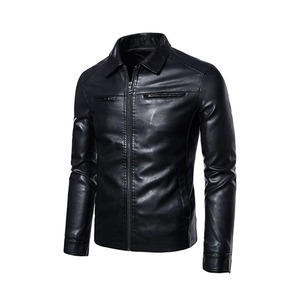 Veste en simili cuir sur mesure OEM, veste de moto pour homme, noire, Jaqueta De Couro Masculina, veste d'extérieur pour homme - Product Image 1