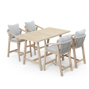 Chaise de bar en bois | Dossier tissé à la corde | Sièges extérieurs durables pour les stations et les restaurants | Fabriqué au Vietnam - Product Image 5