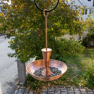 Copper Finish Hanging Bird Feeder Tray Weather Resistant Outdoor Wild Bird Seed Feeder For <b>Garden</b> Patio Yard Decor - Product Image 1
