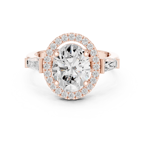 Anillos de Boda de Lujo en Oro Amarillo de 14K con Diamante Cultivado en Laboratorio IGI de 2 CT VS1 Corte Ovalado con Halo, Anillos de Compromiso - Product Image 1