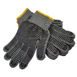 Gants de travail en tricot gris avec points antidérapants noirs, texture intégrale en coton, poignet en tricot, gants de sécurité polyvalents - Product Image 3