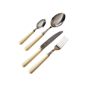 Ensemble de couverts minimalistes en métal avec manches en bois, finition miroir, compatibles lave-vaisselle, pour le camping - Product Image 5