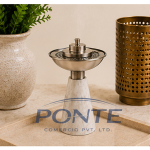 Quemador de Incienso Árabe de Mármol y Latón, Elegante Mabkhara de Travertino para Incienso Oud, Regalo Especial para Ramadán y Decoración Moderna para el Hogar - Product Image 4