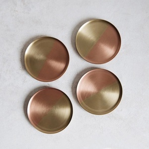 Organic Pebble Brass <b>Coaster</b> Set Handcrafted Premium <b>Drink</b> <b>Coasters</b> Heat Resistant Table Protector Luxury Home Bar Gift - Product Image 5