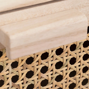 Table de chevet pliable haut de gamme en bois massif – Table de chevet rustique avec tiroir spacieux et étagère de rangement - Product Image 4