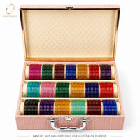 Boîte à bijoux de luxe en PU rectangulaire unie avec poignée pour bracelets et joncs, vente en gros pour femmes