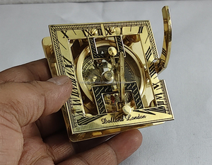 Solid Brass <b>Compass</b> Sundial Nautical <b>Navigation</b> Instrument with Adjustable Gnomon Engraved - Product Image 4
