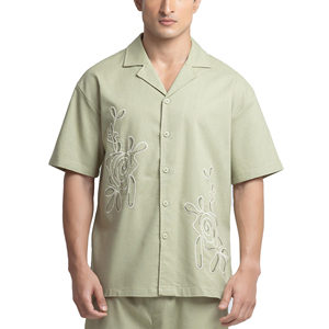 Conjunto de Ropa de Verano para Hombre, Camiseta de Cuello Redondo de Algodón Tejido, Pantalones Cortos Casuales Sólidos, Transpirables, con Flocado sin Costuras - Product Image 1