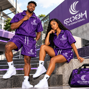 Unisex Tracksuit Set Purple <b>Short</b> Sleeve Quarter-<b>Zip</b> Jacket <b>Shorts</b> Quick Dry Sporty Summer Wear Athletic Sportswear - Product Image 6