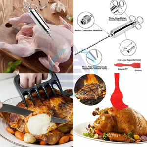 Kit de jeringa inyectora de carne de acero inoxidable para salsas y condimentos de pavo y barbacoa, con aguja para cocinar - Product Image 6