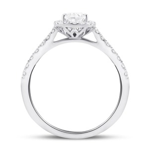 Anillo de Compromiso Floral con Halo de Circonitas Redondas Brillantes y Piedras Laterales, Certificado IGI, Plata 925, para Boda y Fiesta - Product Image 3