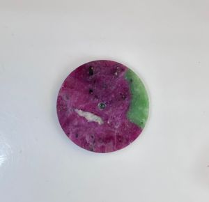A K Gems pink and Green Ruby Zoisite Watch Dial 28.5 mm One Sided Polished <b>Face</b> 0.7mm Thick Center Hole 2 mm Model GMC-257 - Product Image 6