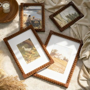 Cadre photo carré en bois de manguier fait main, créatif, classique, vintage, orné, avec perles bulles, écologique, étanche, pour mur ou table - Product Image 6