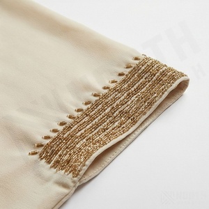 2025 OEM Kimono Abaya pour femmes musulmanes, en tissu polyester épais, doux et très extensible, col en V, manches longues, pour fêtes, Ramadan, mariages - Product Image 5