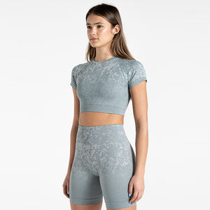 Camiseta Deportiva Corta de Verano para Mujer, Diseño Moderno, Cuello en V, Lavado Ácido, 100% Algodón, Secado Rápido - Product Image 5