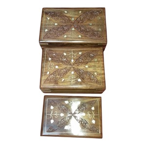 Handmade Carved Wooden Jewelry <b>Box</b> <b>Floral</b> Inlaid Storage Case Gift Craft Organizer - Product Image 1