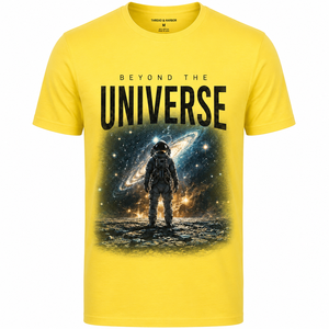 เสื้อยืดแขนสั้นคอกลมพิมพ์ลายอวกาศสีเหลืองสำหรับผู้ชาย ยี่ห้อ Thread Harbor ทรงปกติ สวมใส่สบาย ผลิตจากผ้าฝ้าย 100% - Product Image 1