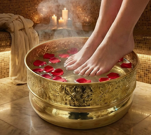 Tazón de Pedicura de Aluminio Titan, Oasis Dorado, Diseño Artesanal, Estilo Contemporáneo, Spa Serenity, Luminoso, Dorado, Lujoso, Duradero y Portátil - Product Image 5