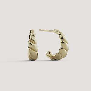 Pendientes de Aro Lisos Trenzados Personalizados de Oro Sólido de 14K 18K con Cierre a Presión, Minimalistas, Delicados, Elegantes, Tipo Huggie, para Uso Diario - Product Image 3