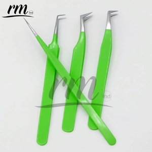 Pince à épiler pour extensions de cils RMI, revêtement en poudre vert clair, précision, durabilité, soins personnels, logo personnalisé - Product Image 2
