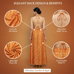 Robe longue florale en soie Habotai faite à la main - Robe de soirée dos nu pour invitées de mariage - Product Image 3