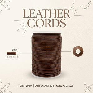Antique Medium Brown Leather Cord 2mm Durable Round Leather | <b>String</b> Premium Quality for Jewelry Making Craft DIY Accessories - Product Image 5