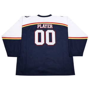 Mens Custom Sublimation Ice Hockey Jersey Navy White Teamname Hockey Uniform Breathable <b>Athletic</b> Hockey Shirt - Product Image 2