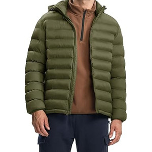 Casual Puffer <b>Jacket</b> Regular Length with Zipper Closure Winter <b>Warm</b> Material Plain Dyed bubble coat for men - Product Image 6