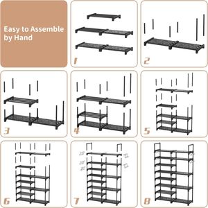 Scarpiera Alta in Metallo da Appendere Sopra la Porta, 8 Livelli con 15 Ganci, per Armadio, Ingresso, Garage, per Stoccaggio Stivali (26-32 Paia) - Product Image 5