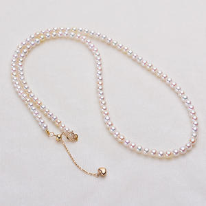 Collier en perles d'Akoya en or 18 carats importé du Japon, 3-3,5 mm, rond, forte luminosité, couleur bonbon, culture d'eau de mer naturelle - Product Image 1