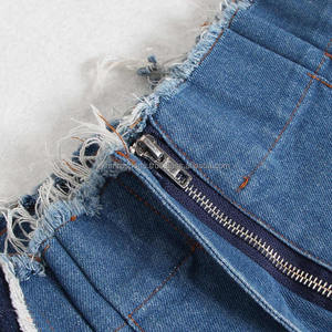 Jeans décontractés à coupe ample en denim effiloché, à jambes larges, à taille haute, jeans bleu baggy pour femmes, pantalons streetwear urbains à coupe droite - Product Image 2