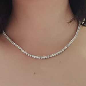 Cadena de tenis de moissanita VVS1 con collar de diamantes de talla redonda para mujer, regalo de boda de plata 925 para novias - Product Image 1