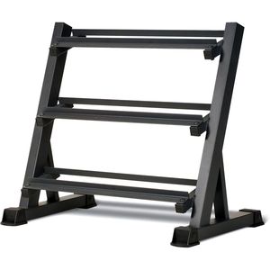 Support de rangement réglable à 3 niveaux pour haltères, capacité 1100 lb, base de 36 pouces, idéal pour les salles de sport à domicile - Product Image 1