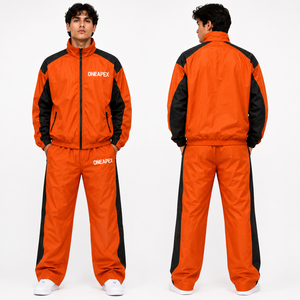 <b>Men's</b> Orange <b>Black</b> Windbreaker Tracksuit Set Lightweight Sports <b>Jacket</b> Jogger Pants Streetwear Training <b>Suit</b> - Product Image 2
