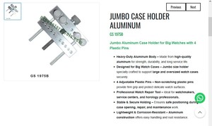Jumbo Aluminum Watch Case Holder Heavy Duty Adjustable 4 <b>Pin</b> Large Watch Repair Tool |Item No GS-1975B - Product Image 3