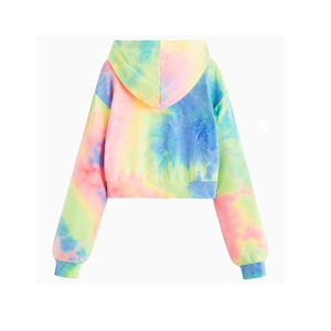 Sudadera Corta con Capucha Tie Dye para Mujer, Manga Larga, Tejido de Algodón, Informal, para Primavera - Product Image 2