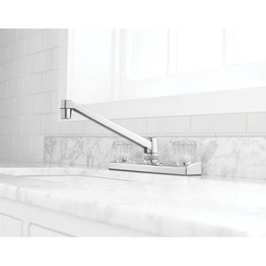 Rubinetto Miscelatore per Lavello da Cucina in Ottone con Doppia Maniglia in Acrilico, Finitura Cromata Lucida - Product Image 3