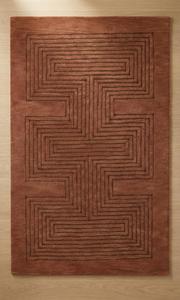 Tapis d'intérieur en laine tuftée à la main de qualité supérieure, couleur brun rouille, antidérapant, motif abstrait, pour salon, fabriqué en Inde - Product Image 5