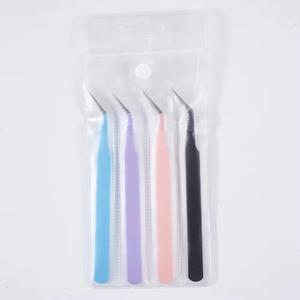 Juego de Pinzas para Pestañas Morje de Acero Inoxidable Quirúrgico de Precisión, Punta Lisa de 10 mm, 4 Colores para Extensión de Pestañas - Product Image 2