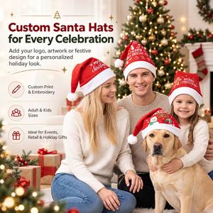 Gorros Navideños Personalizados con Logotipo Bordado e Impreso, Gorro de Santa Claus para Adultos y Niños, para Fiestas de Año Nuevo y Promociones - Product Image 4
