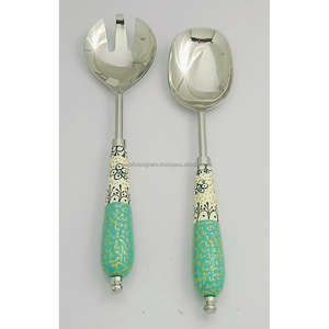 Ensemble de cuillères polies miroir les plus tendances peintes à la main Design unique Cuillère personnalisée Style milieu du siècle Ensembles de couverts Poignée de peinture - Product Image 2