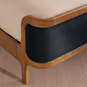 Lit plateforme en bois massif moderne avec tête de lit capitonnée en bois de Java, tailles California King/King/Queen - Product Image 5