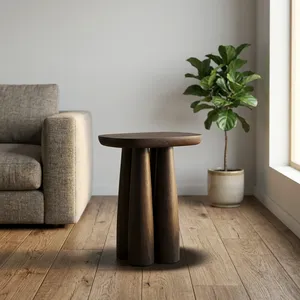 Mesa Auxiliar Moderna de Madera Maciza con Base Escultural de Tres Patas, Mesa Auxiliar Redonda Hecha a Mano para Sala de Estar o Dormitorio - Product Image 5
